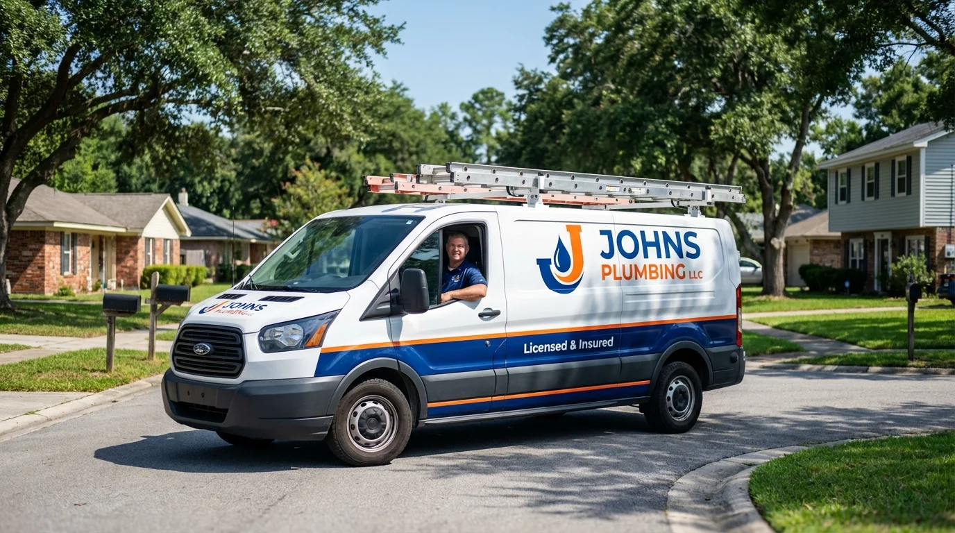 Johns Plumbing LLC service van in Quincy, MA